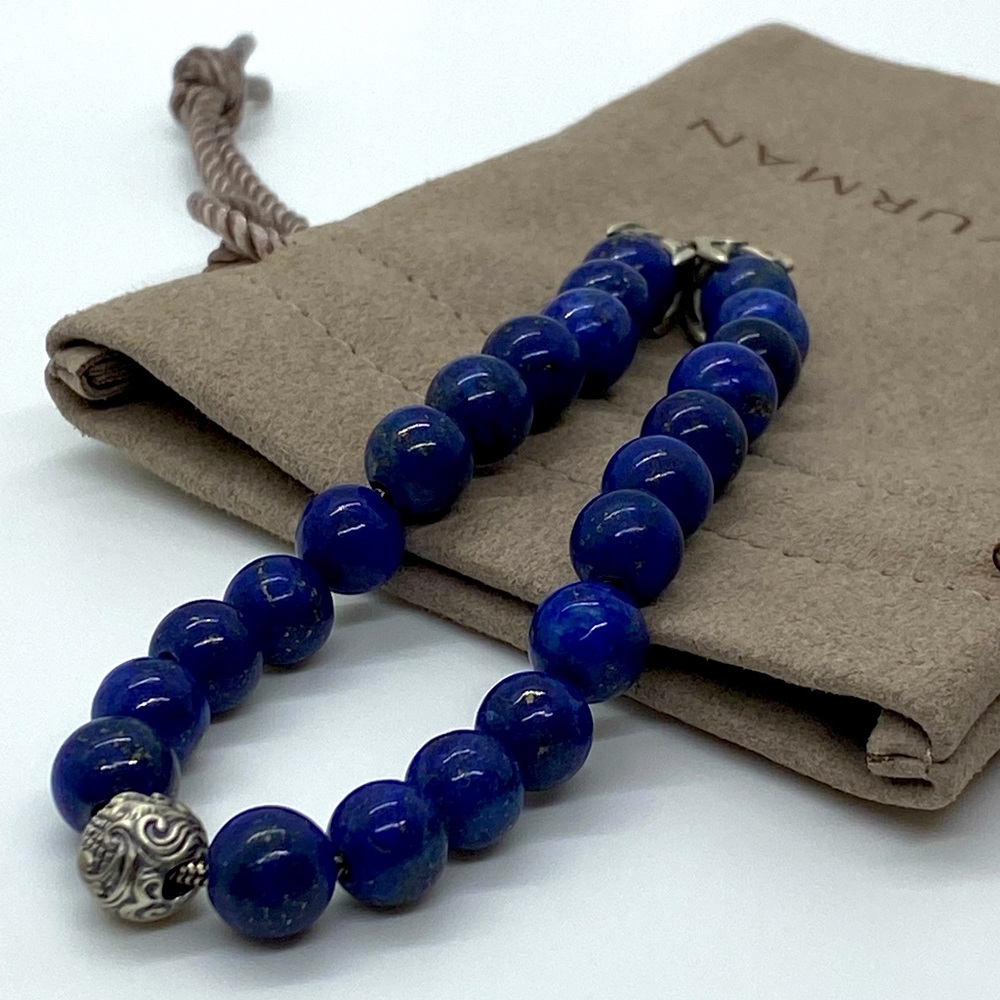 DAVID YURMAN Men's Spiritual Bead Bracelet with Lapis lazuli and wave be…